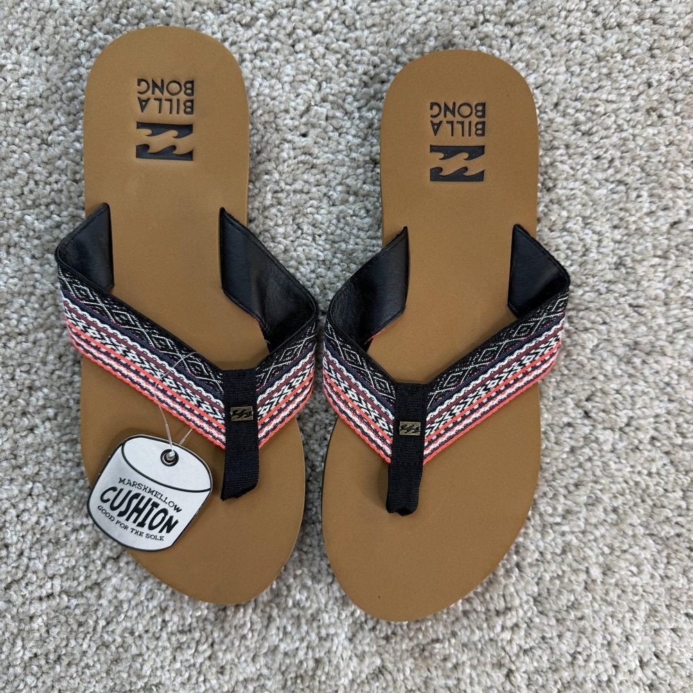 Billabong Sandals Womens Size 8 Brown Marshmellow Cushion Thong Flip Flop Beach